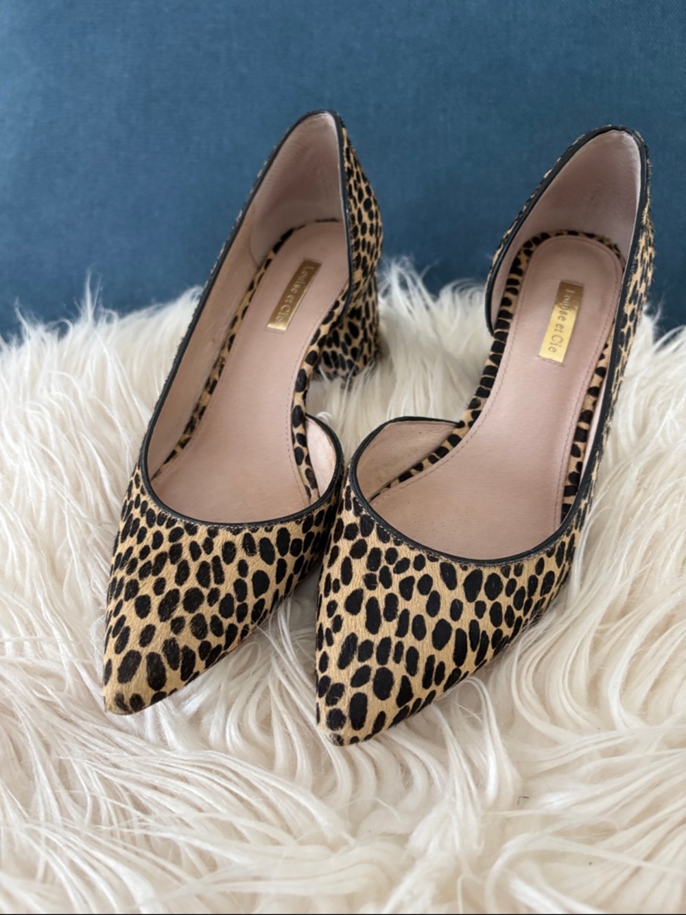 Louise et Cie Leopard-Print Pointed-Toe Block Heels in Tan & Black